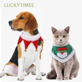 LUCKYTIMEE Lindo Perro Cachorros Triángulo Bufanda Navidad Santa Mascota Suministros Pañuelo Collares Campana Sty Gato Cuello