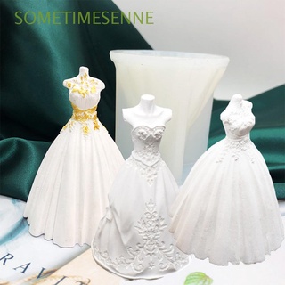 SOMETIMESENNE Party Decor Candle Mold Handmade Soap Making 3D Silicone Mold Epoxy Resin Chocolate Cake Decorating DIY Craft Wedding Dress Wax Model