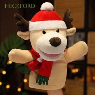 heckford kawaii santa claus marioneta de mano ciervo juguetes de peluche muñeca de navidad muñeca muñeca regalos de navidad alce santa claus dibujos animados espectáculo de títeres de navidad