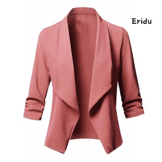 erh_solid color oficina señora solapa manga larga blazer slim fit traje abrigo chaqueta (6)