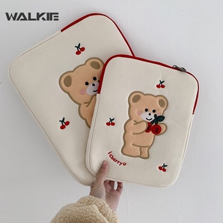 WALKIE 2021 New Tablet Case Laptop Storage Bag For Mac Ipad Pro 9.7 11 13 15Inch Cute Cartoon Bear Embroidery Tablet Inner Case Bag