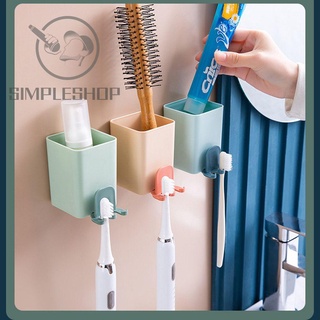 ❀Simple❀ Soporte creativo para cepillo de dientes montado en la pared, sin punzón, nuevo multifuncional, almacenamiento de baño, enjuague bucal, soporte Multicolor