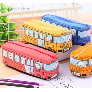 Juntishen Creative Bus Shape - estuche de lona para lápices, diseño de ojos (1)
