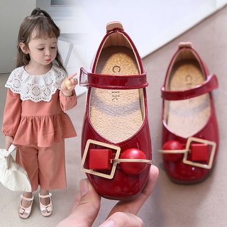 Zapatos de cuero para niñas2021Nuevos zapatos de princesa de fondo suave para niños zapatos de estilo occidental para niñas de una sola capa zapatos de punta cuadrada para bebés