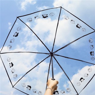 Paraguas transparente paraguas mujer plegable apertura automática y cierre triple paraguas estudiante pequeño fresco lindo de dibujos animados engrosamiento