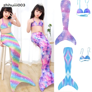 Zhihui 2 unids/set niña niño traje de baño Halter sujetador + cola de sirena colorido Split trajes de baño para 3-12Y