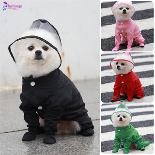FA Pet Dog Waterproof Raincoat Jumpsuit Rain Coat Hooded Waterproof Small Dog All Inclusive Raincoat with Rainshoes Outdoor Clothes Pet Supplies