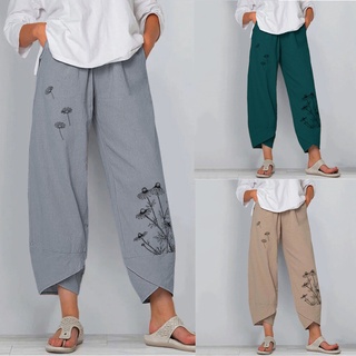 Pantalones De algodón y lino sueltos para mujer
