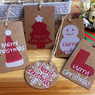 [maelove1] 100pcs papel kraft etiquetas de regalo de navidad decoraciones de navidad con hilo de yute [maelove1]
