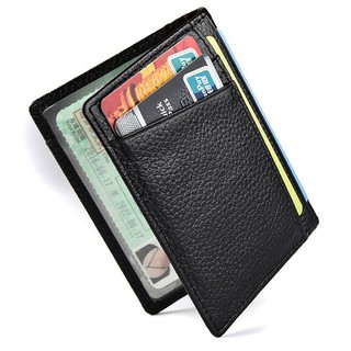 moda slim suave rfid cartera de cuero genuino tarjeta de crédito de negocios de los hombres cartera monedero titular de la tarjeta delgada pequeña bolsa titular
