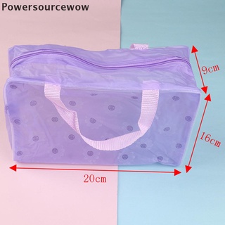 Powersourcewow - bolsa de maquillaje transparente de plástico transparente de PVC para viajes, cosméticos, artículos de tocador, bolsa de cremallera