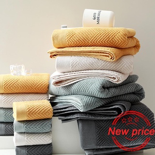 Plain Cotton Bath Towel Set, 1 Large Bath Towels, 1 Bathroom Hand Towels, Hotel Highly Quality M4L6