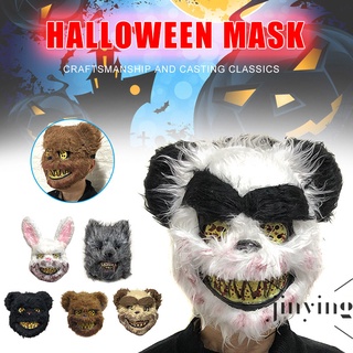 máscara de miedo conejo conejito sangriento dientes de felpa espeluznante halloween cosplay disfraces accesorios