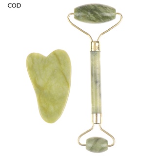 [cod] rodillo y gua sha herramientas de jade natural rascador masajeador con piedras para la cara caliente