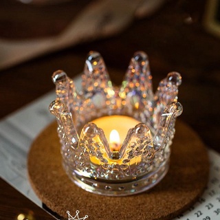 votive portavelas set de 12 portavelas de cristal corona para boda, fiesta y decoración del hogar (transparente) (7)