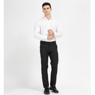 Formal oficina pantalones de trabajo para hombres SLIMFIT negro Material largo