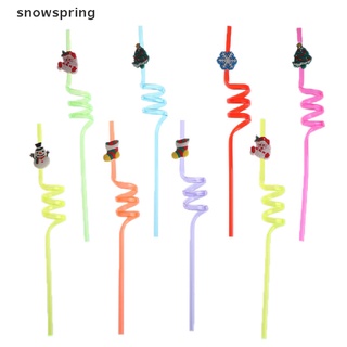 snowspring 1/8pcs dibujos animados reutilizable paja bebida paja barware fiesta cumpleaños navidad co