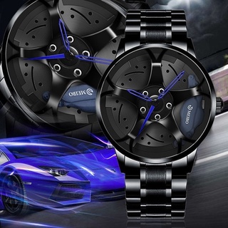 Relojes nuevos relojes de cuarzo 3D de lujo para coche deportivo a prueba de agua/relojes de cuarzo con cubo de rueda para hombre