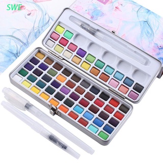 swe juego de pintura de acuarela sólida de 72 colores con 3 pinceles de pintura kit portátil de metal (1)