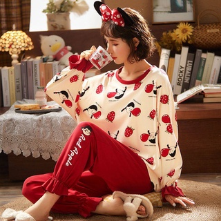 Las mujeres camisones pijamas de las mujeres ropa de verano y otoño fuera de manga larga estudiante princesa estilo comel suelto dos servidos servicio a domicilio (2)