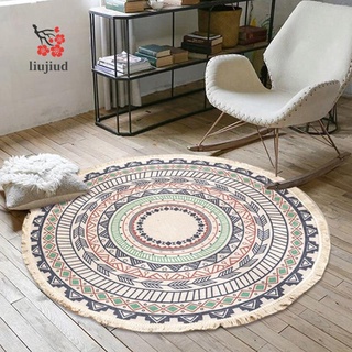 alfombra redonda bohemia, para sala de estar, antideslizante con borlas, 90 cm