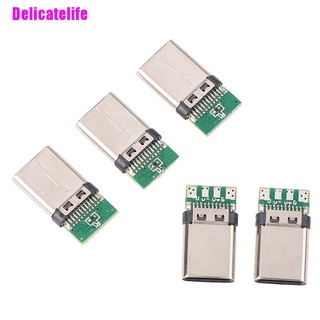 [Delicatelife] 5pcs USB tipo C macho DIY enchufe de soldadura conector enchufe conectado PC junta