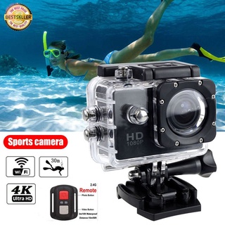 Original Waterproof 4K Sports Action Camera with Remote Control 1080p Ultra HD Motorcycle Helmet Video Cam With Waterproof Case WIFI +WRIST RF Go Pro Camcorder Outdoor Pro Sport Cam for Bike Diving