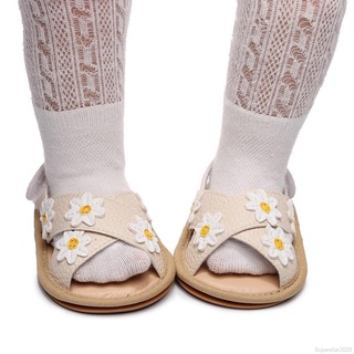 WALKERS Bebé de verano de la moda bebé niña cruz correa de flores sandalias de niño suela de goma antideslizante caminantes zapatos