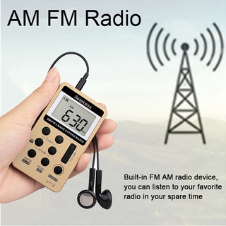 retekess v112 mini pocket radio fm am 2 banda receptor de radio digital tuning con batería recargable y auriculares