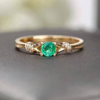 nuevo anillo de esmeralda europeo y americano anillo de oro rosa con incrustaciones de joyería femenina