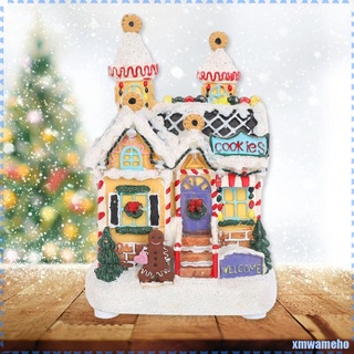 Glowing Biscuit House Ornaments Village Snow Scene Decor Luminous Hand-Painted LED Christmas Village Houses with Figurines Festive Atmosphere