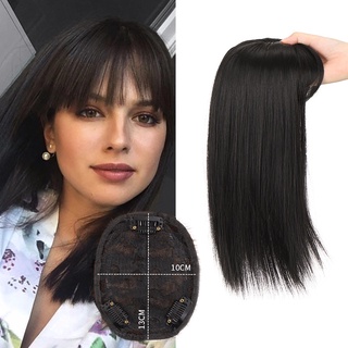 10"14" piezas de pelo sintético marrón Topper peluca mujeres Clip en extensiones de pelo Base con 3 Clip en tupé de pelo