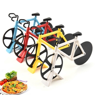 bicicleta pizza cortador rueda de acero inoxidable plástico bicicleta rodillo de pizza picadora cortador de cocina gadget pizza cortador cuchillos