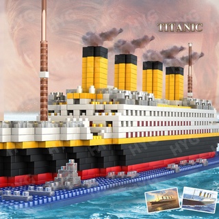 1860Pcs 3D Titanic Mini bloques de construcción Lego barco Mini Lego Titan Shop modelo barco Mini bloques LeGoIng juguetes figura DIY Mini ladrillos bloques de construcción niños rompecabezas juguete