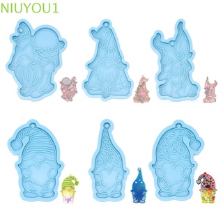 NIUYOU Faceless Doll Christmas Keychain Molds Resin Crafts Silicone Moulds Garden Elves Mold Little Dwarf Candy Chocolate Pendant Cake Tools Clay Mold Merry Christmas Jewelry Making Tool