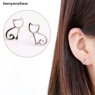 banyanshaw aretes adorables para mujer/niña/lindo/plata/animal/aretes de oreja de gato/joyería/regalo co