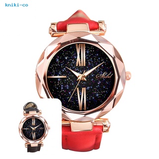 kn fashion starry sky - reloj de pulsera de cuarzo analógico con correa de cuero sintético para mujer