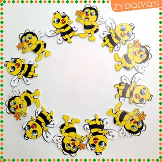 20 piezas de madera de abejas formas adornos botones planos manualidades decorativas diy