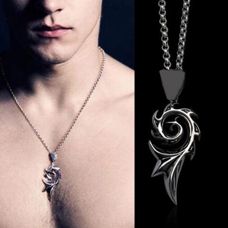 dnxxxx Rising Flame Phoenix Egyptian Amulet Charm Chain Necklace Black Silver Mainstone (8)