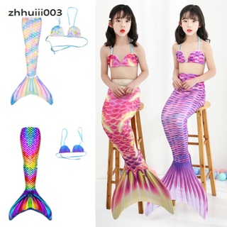Zhihui 2 unids/set niñas cola traje de baño Halter sujetador + cola colorido Split Bikini traje de 3-12 años