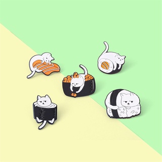 nonagesim lindo esmalte pin ropa insignia de dibujos animados broche de moda accesorios de gato bolsa de sushi solapa pin diy decoración (7)