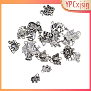 CHARMS 20 encantadores encantos de elefante - colgantes chapados en plata antigua joyería artesanía diy