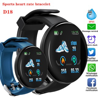 Reloj inteligente D18/FREESHIPPING/reloj inteligente a prueba de agua con Rastreador Fitness/reloj inteligente Bluetooth con monitor de frecuencia cardiaca/presión arterial/a prueba de agua Oxygen para Android/iOS