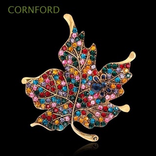 CORNFORD Special Design Maple Leaf Ladies Jewelry Brooch Pin Gift Wedding Multi Color Accessory Costume Garment Rhinestone/Multicolor (1)
