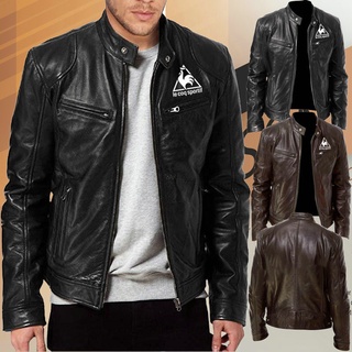 Hight Quality Le Coq Sportif - chaqueta de piel sintética para hombre, cortavientos, motocicleta, Jaket Kulit Berkolar
