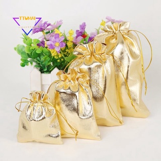 100 bolsas de organza de papel de oro, bolsa de regalo, bolsas de regalo, decoración de navidad, boda, fiesta, regalo, bolsas de embalaje, bolsa de cordón, 9 x 12 cm