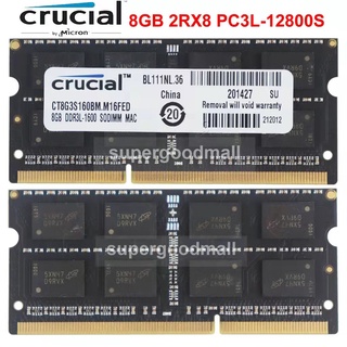 Crucial 8GB 2Rx8 PC3L-12800S DDR3L 1600Mhz 1.35V 204Pin SODIMM Laptop Memory RAM
