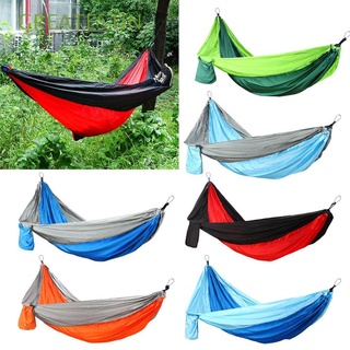 greatestin durable camping swing ligero senderismo hamaca portátil paracaídas doble persona viaje al aire libre cama colgante