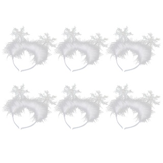 6 piezas adornos de navidad tocados de navidad copo de nieve diadema fiesta de navidad suministros para niños blanco