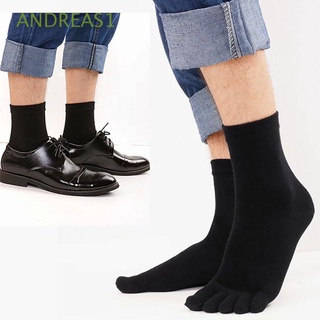 ANDREAS1 Soft Five-Finger Socks Elastic Middle Tube Socks Toe Socks Five Toe Solid Color Casual Cotton Breathable Sports Men's Socks/Multicolor